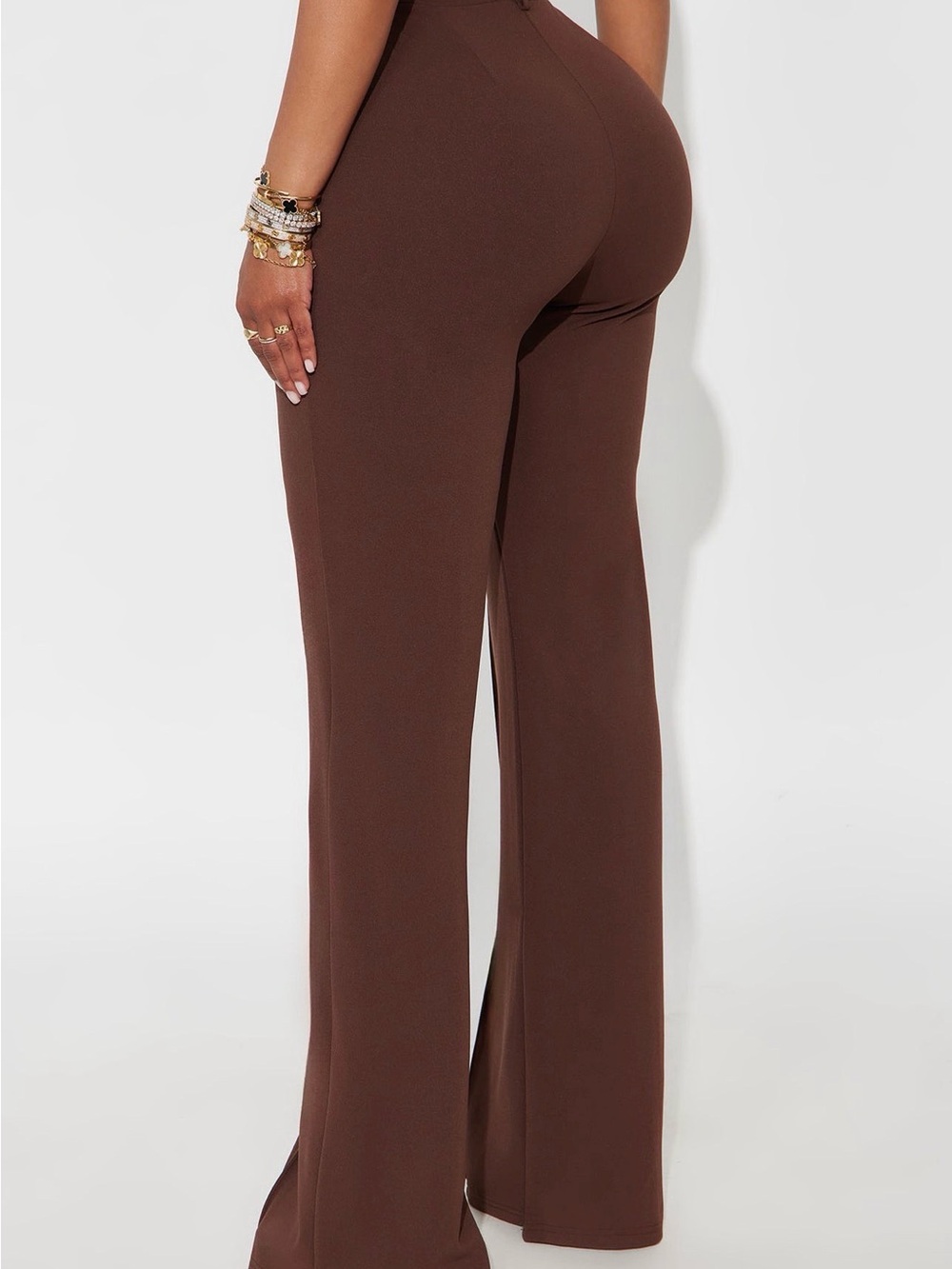NWT Fashion Nova Chocolate Brown High-Waist Wide-Leg Pants - Picture 2 of 3